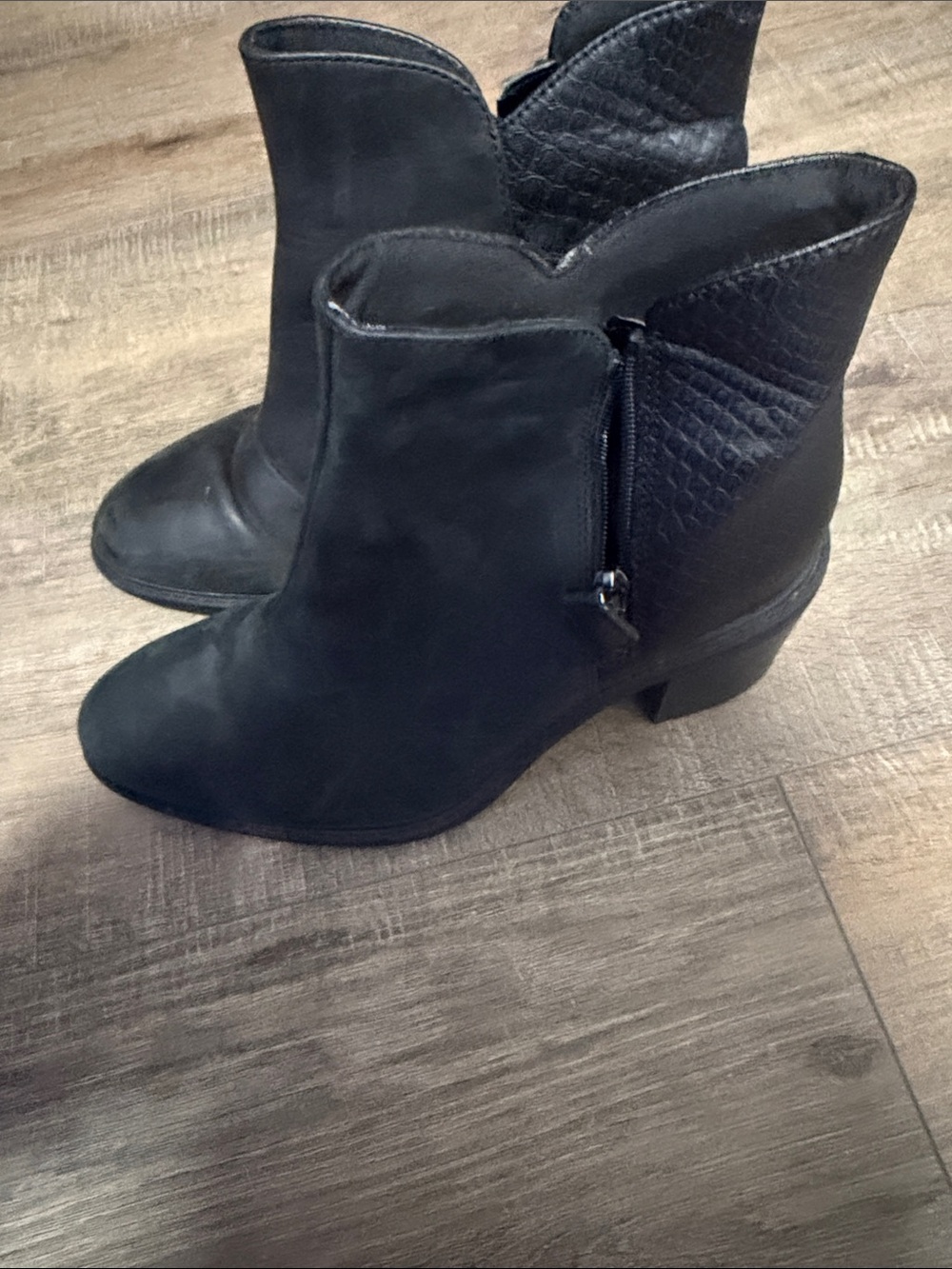 Clarks Black Ankle Booties with Textured Back Panel